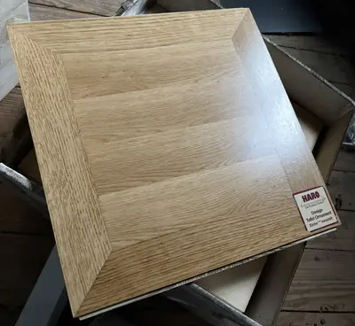 HARO oak parquet design panel — 360 × 360 × 13 mm