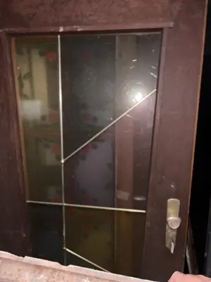 Vintage door with decorative glass