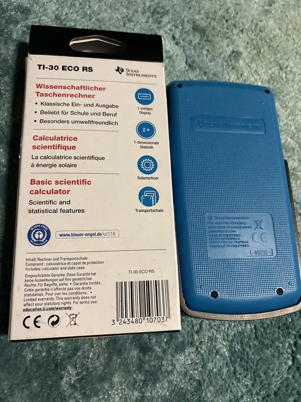 Rückseite Taschenrechner